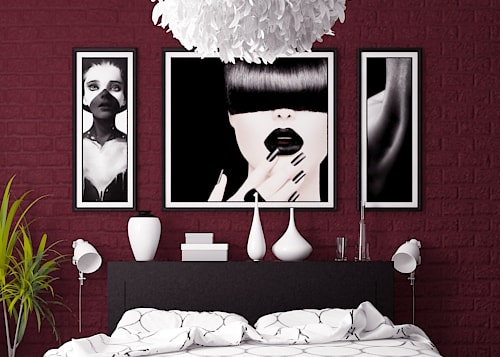black & burgundy bedroom interior design
